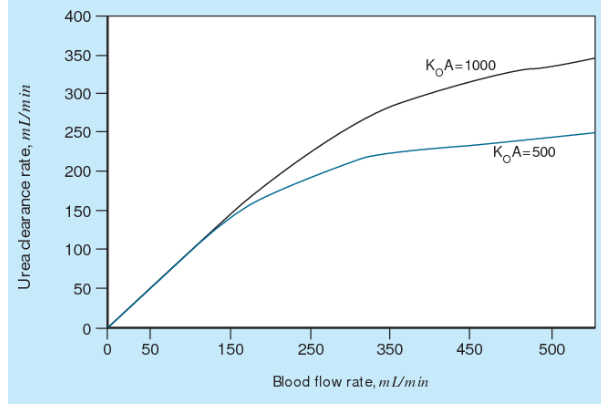 혈액투석 혈류속도 (Blood flow rate), High-efficiency hemodialysis, High-flux ...